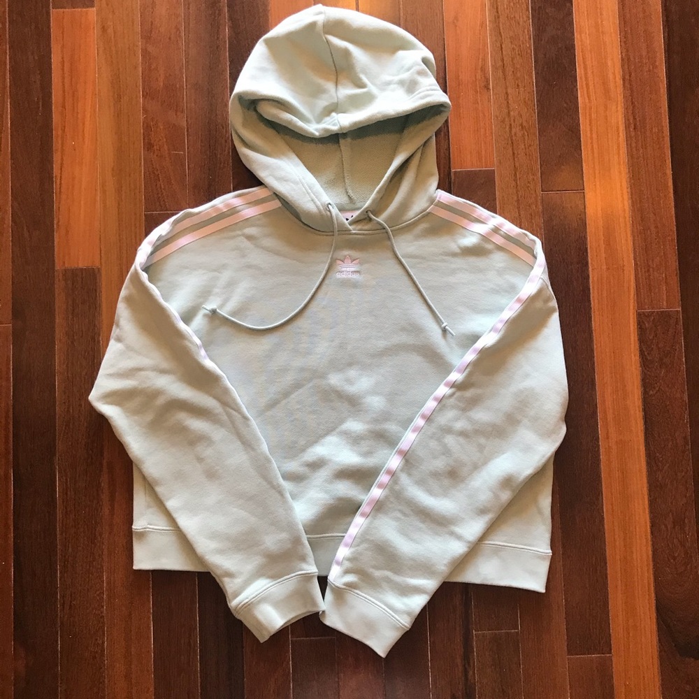 Adidas Three Stripe Cropped Hoodie